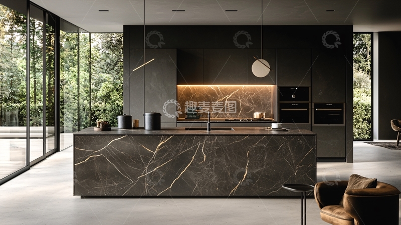 高清大图下载【趣麦麦图】现代极简黑色系厨房