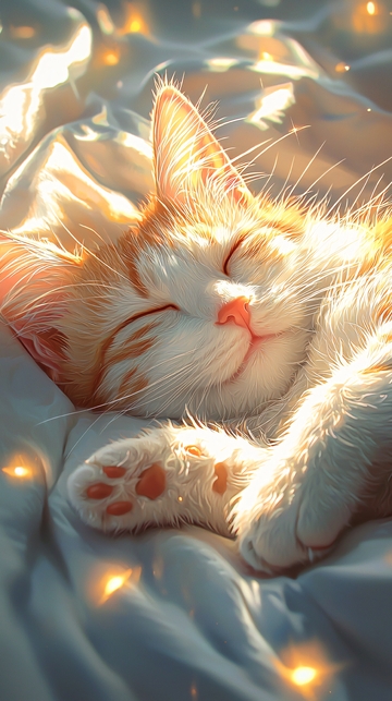 阳光下熟睡的猫咪