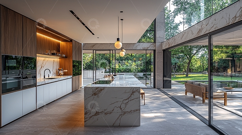 高清大图下载【趣麦麦图】现代极简开放式厨房