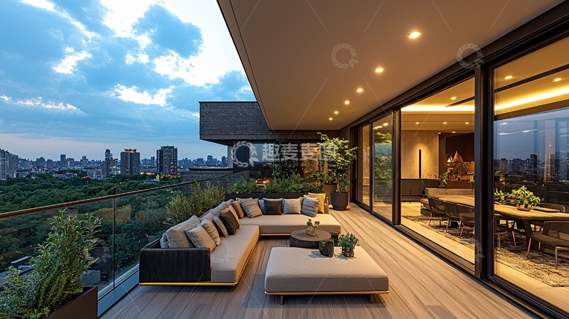 高清大图下载【趣麦麦图】现代风格顶层公寓露台