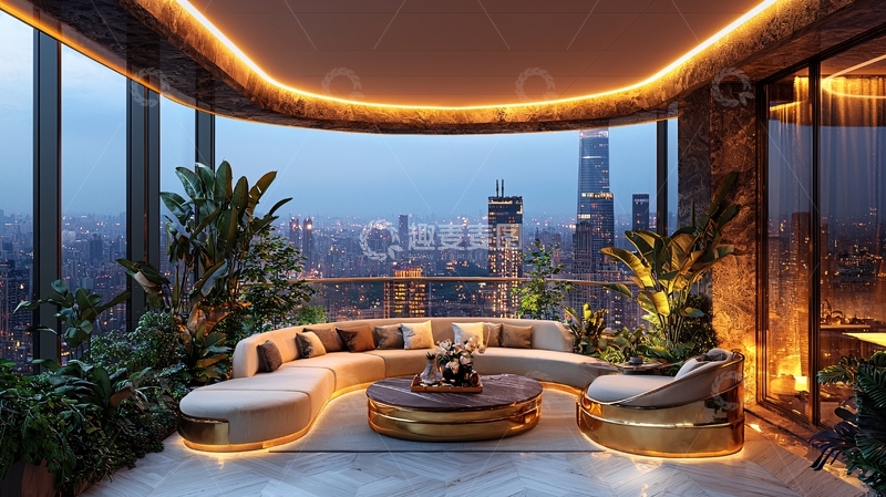 高清大图下载【趣麦麦图】豪华阳台城市夜景