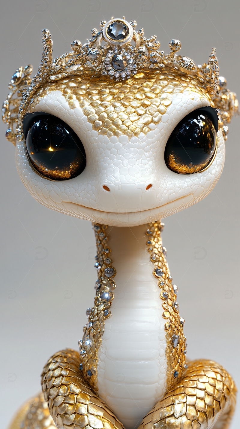 戴皇冠的可爱金色小蛇