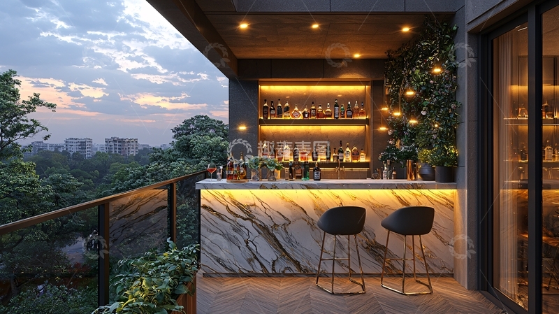 高清大图下载【趣麦麦图】夜景阳台酒吧