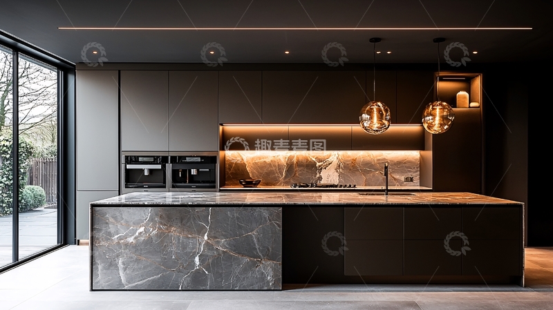 高清大图下载【趣麦麦图】现代极简灰色系厨房
