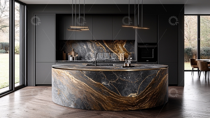 高清大图下载【趣麦麦图】现代极简黑色系厨房