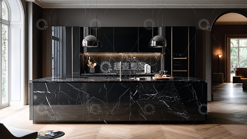 高清大图下载【趣麦麦图】豪华黑色大理石厨房