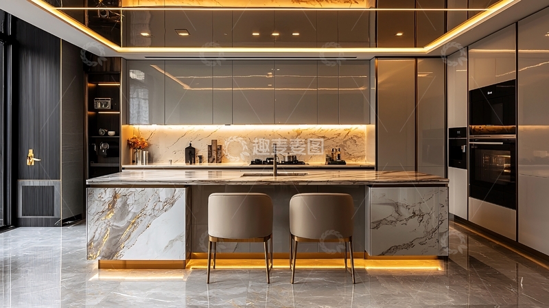 高清大图下载【趣麦麦图】现代轻奢风格厨房