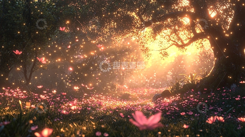 高清大图下载【趣麦麦图】梦幻萤火森林