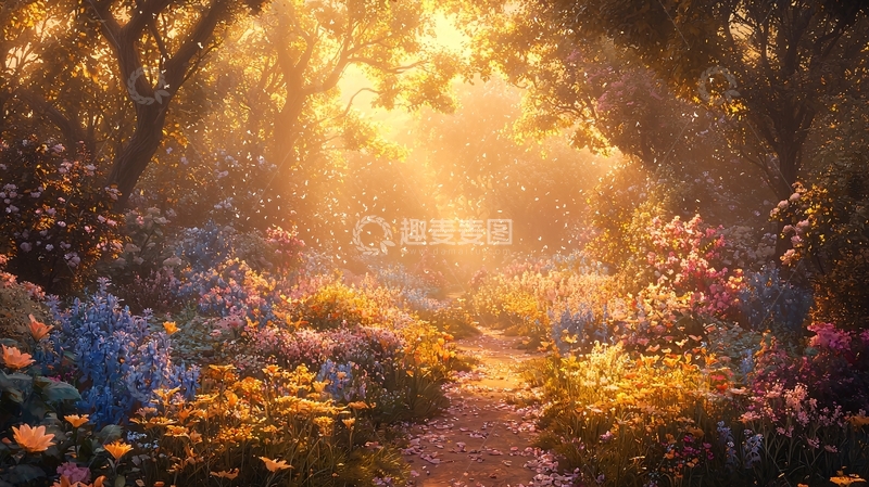 高清大图下载【趣麦麦图】阳光森林小路