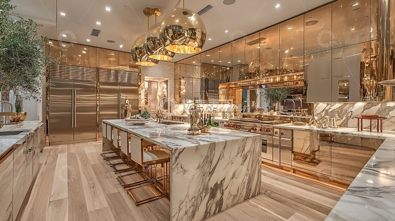 高清大图下载【趣麦麦图】奢华现代化开放式厨房