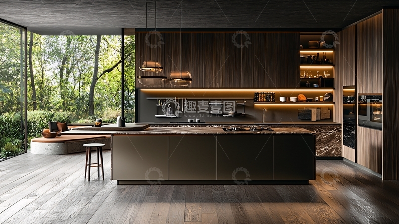 高清大图下载【趣麦麦图】现代极简木质厨房