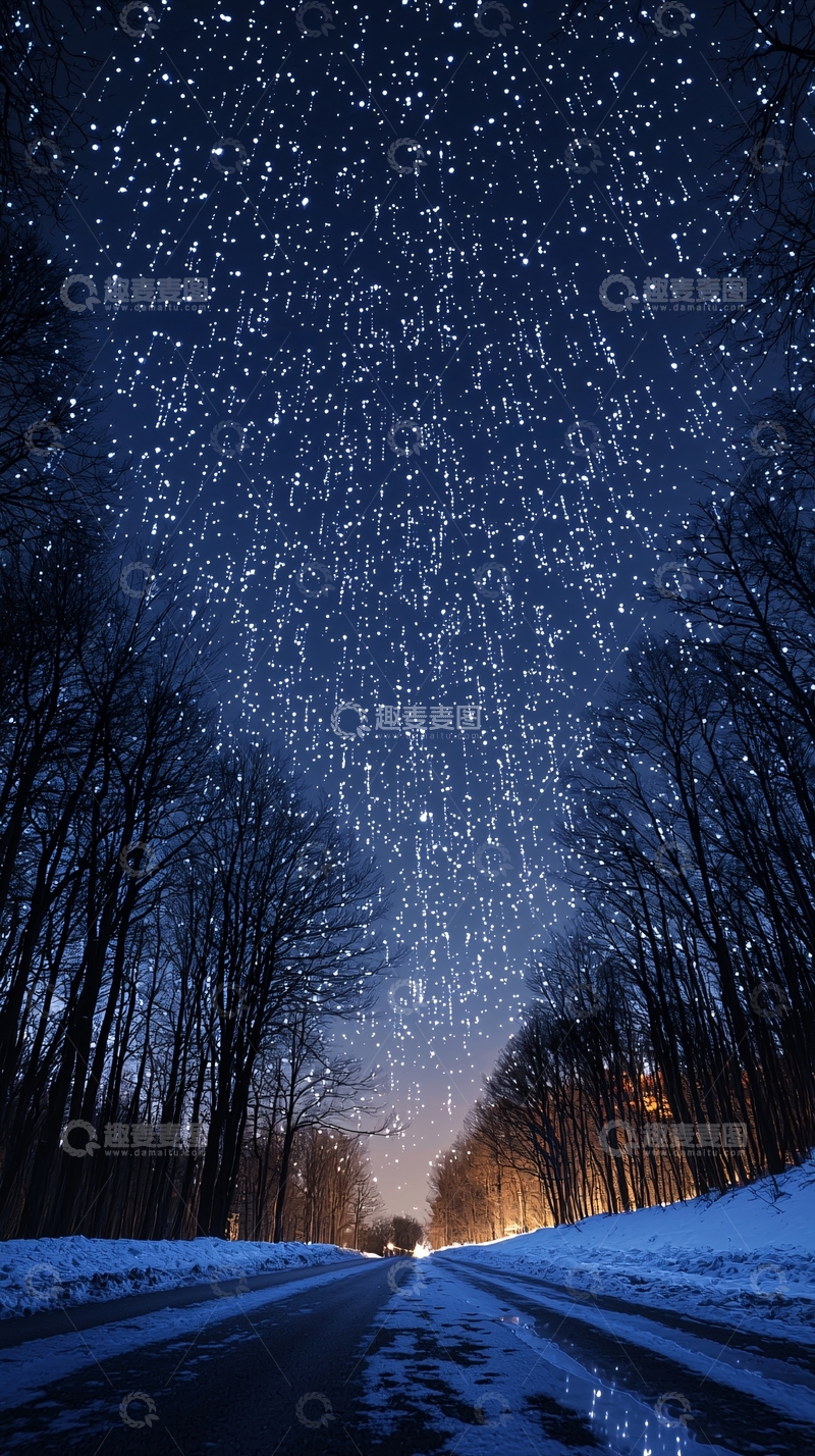 高清大图下载【趣麦麦图】星空下的雪路
