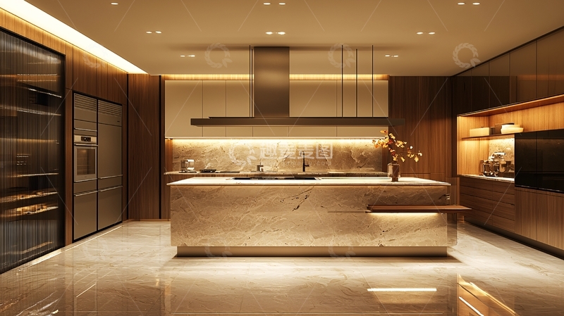 高清大图下载【趣麦麦图】现代轻奢开放式厨房