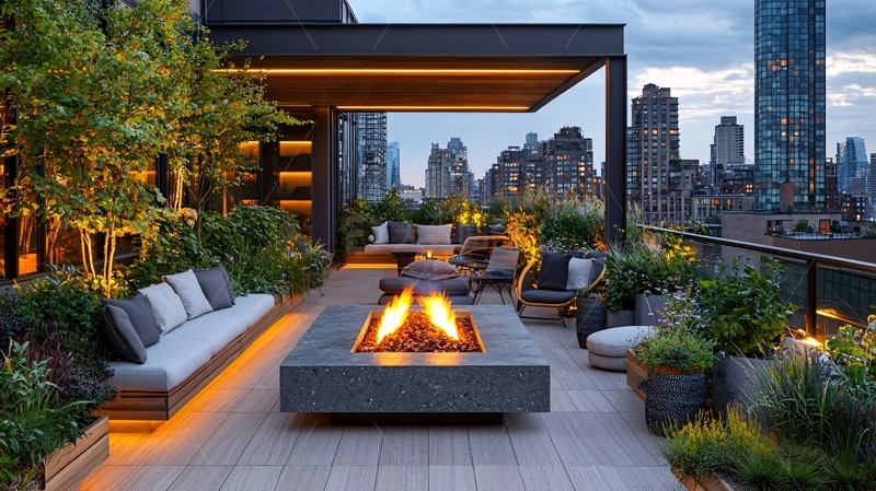 高清大图下载【趣麦麦图】屋顶花园夜景