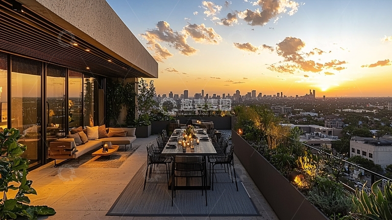 高清大图下载【趣麦麦图】高端公寓露台夜景