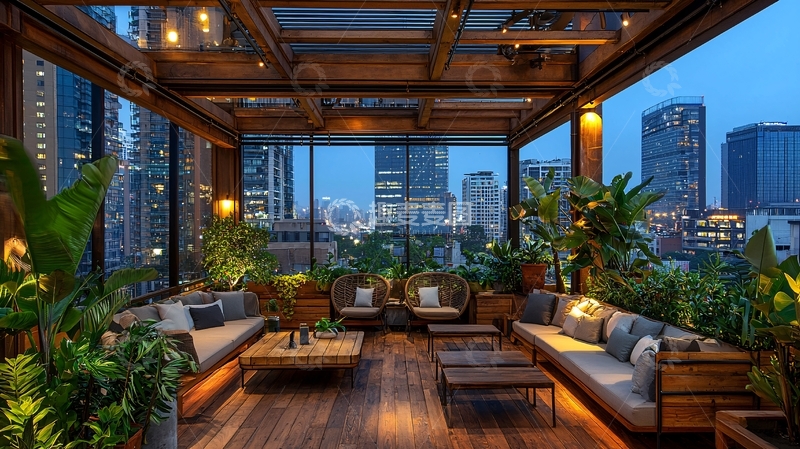 高清大图下载【趣麦麦图】夜景都市露台