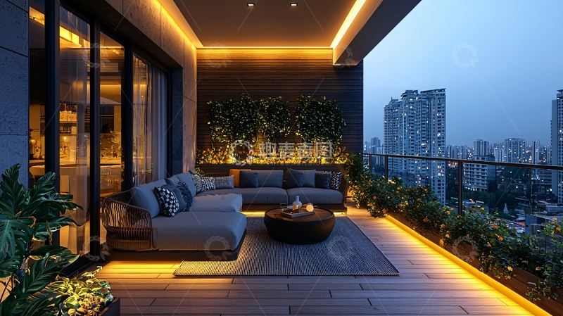 高清大图下载【趣麦麦图】夜景阳台57