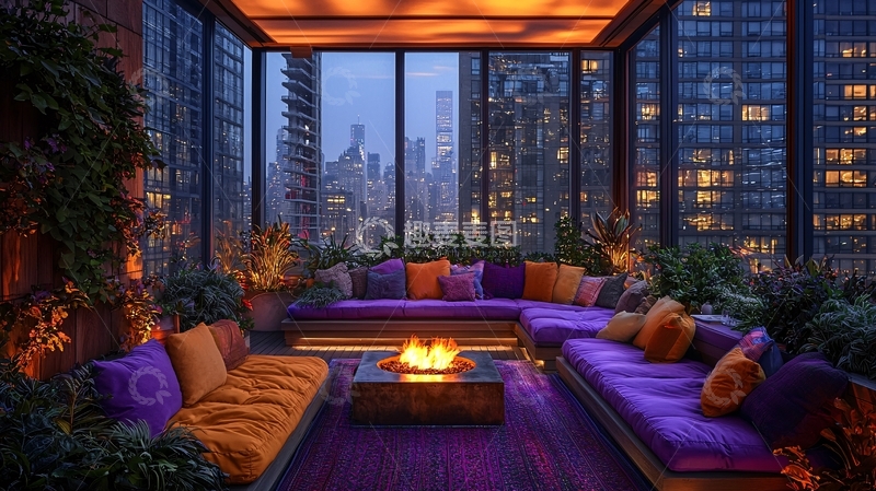 高清大图下载【趣麦麦图】夜景城市景观阳台