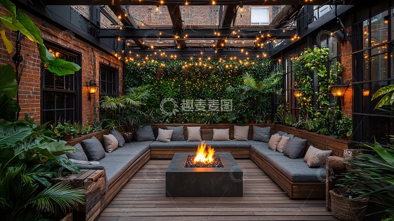 高清大图下载【趣麦麦图】庭院夜景