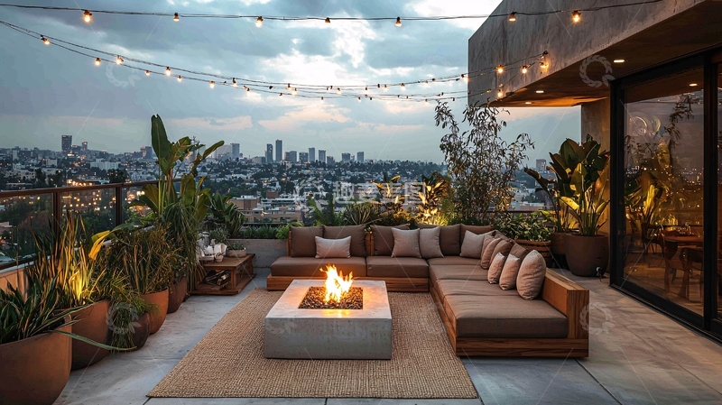 高清大图下载【趣麦麦图】高端公寓露台夜景