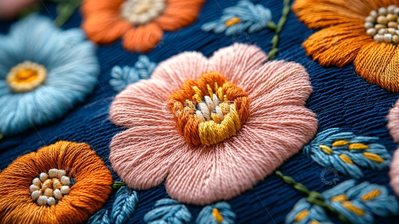 高清大图下载【趣麦麦图】精美手工刺绣花朵