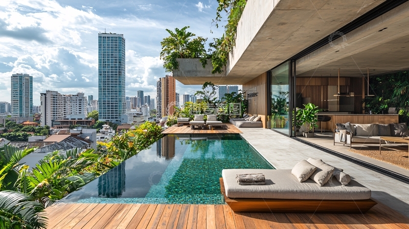 高清大图下载【趣麦麦图】现代都市绿植别墅