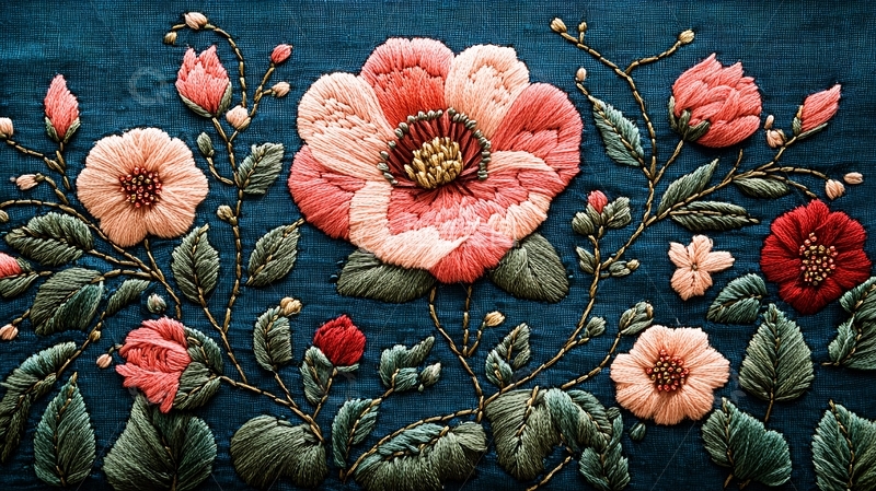 高清大图下载【趣麦麦图】精美刺绣花卉图案