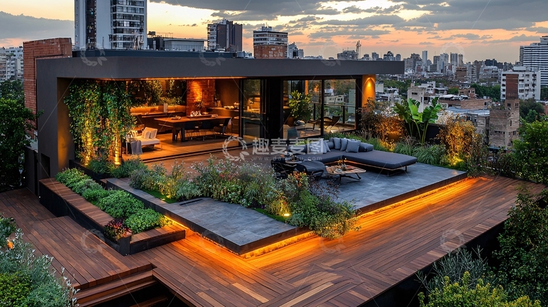 高清大图下载【趣麦麦图】现代都市屋顶花园