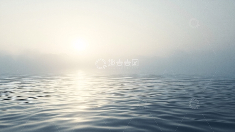 高清大图下载【趣麦麦图】雾气朦胧海面日出
