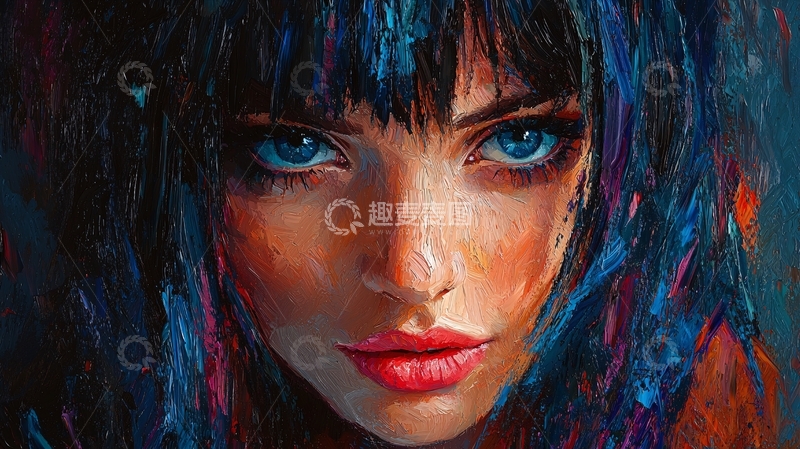 高清大图下载【趣麦麦图】蓝色眼睛女孩