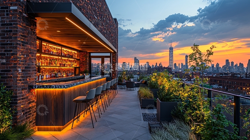 高清大图下载【趣麦麦图】屋顶酒吧夜景