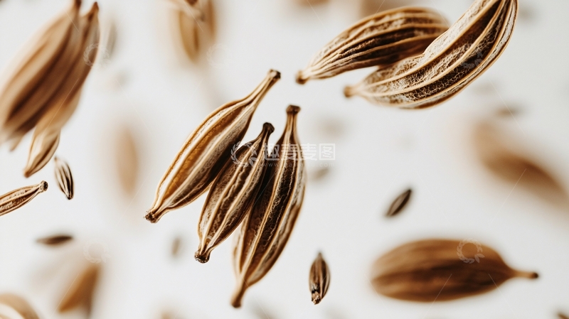 高清大图下载【趣麦麦图】悬浮的茴香种子特写