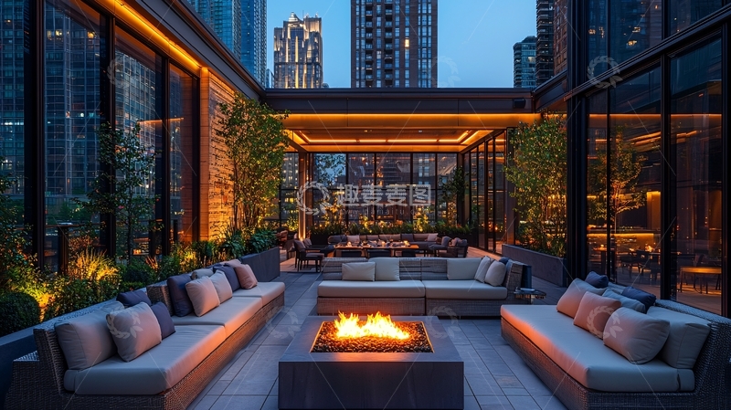 高清大图下载【趣麦麦图】都市夜景露台