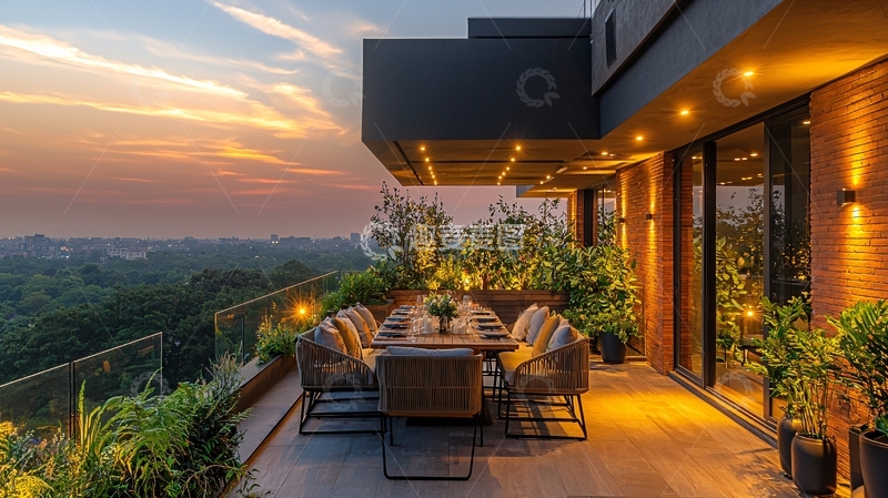高清大图下载【趣麦麦图】夜景露台餐厅