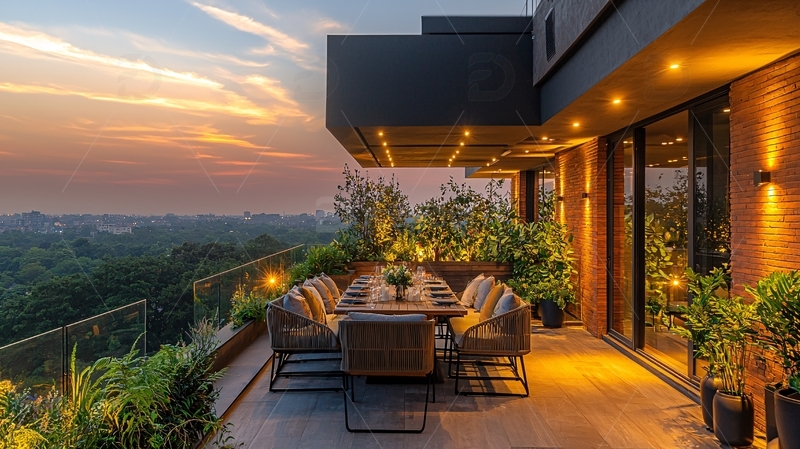 高清大图下载【趣麦麦图】夜景露台餐厅