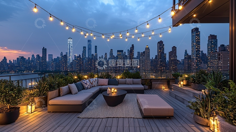 高清大图下载【趣麦麦图】城市夜景露台