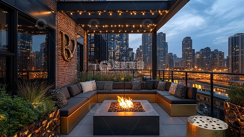 高清大图下载【趣麦麦图】城市夜景露台