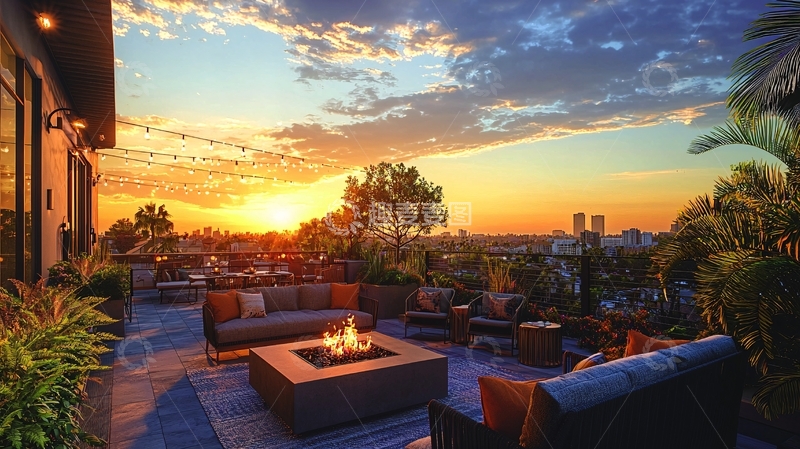 高清大图下载【趣麦麦图】日落景观露台