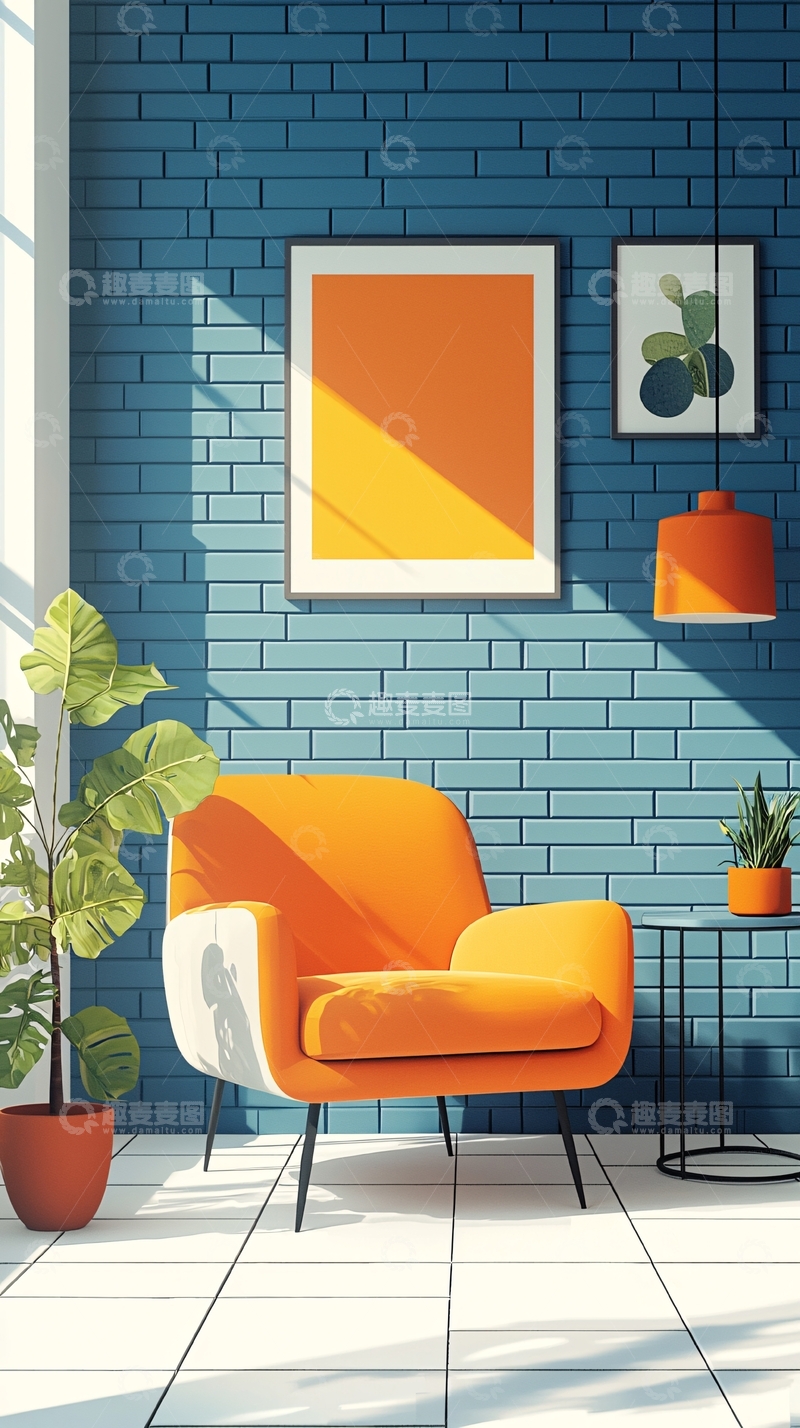 高清大图下载【趣麦麦图】蓝色砖墙背景