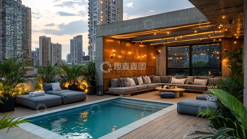 高清大图下载【趣麦麦图】屋顶泳池现代风格公寓