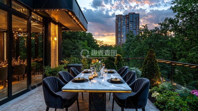 高清大图下载【趣麦麦图】高端公寓露台晚宴