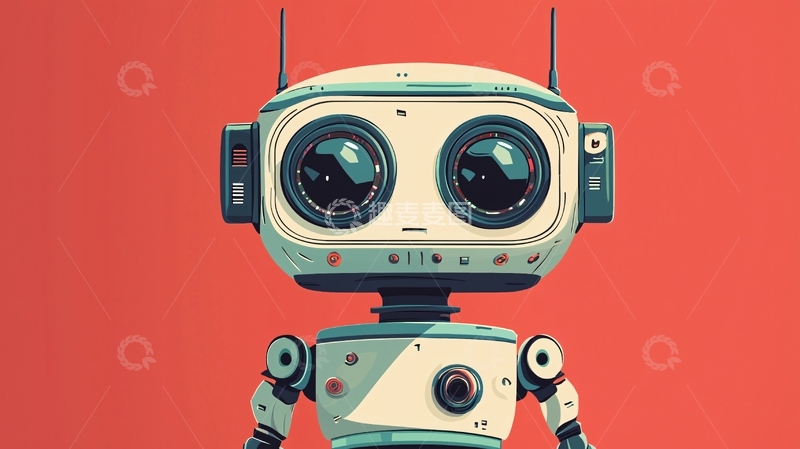 高清大图下载【趣麦麦图】复古风格卡通机器人