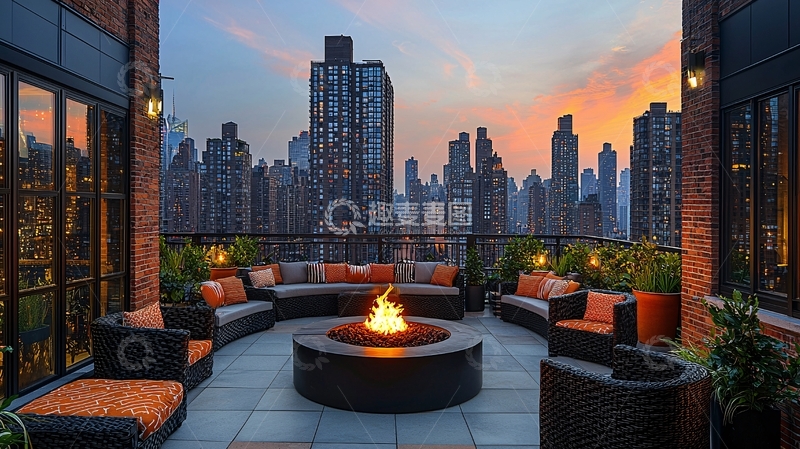 高清大图下载【趣麦麦图】城市夜景露台