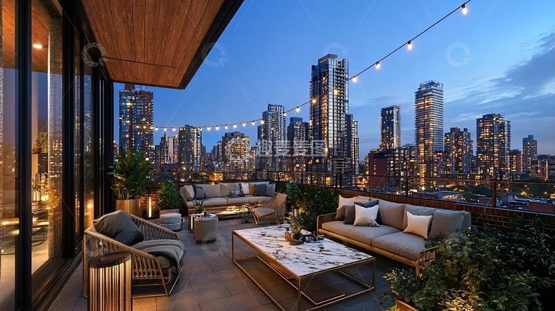 高清大图下载【趣麦麦图】夜景都市阳台