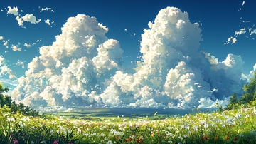 晴朗天空下的花田