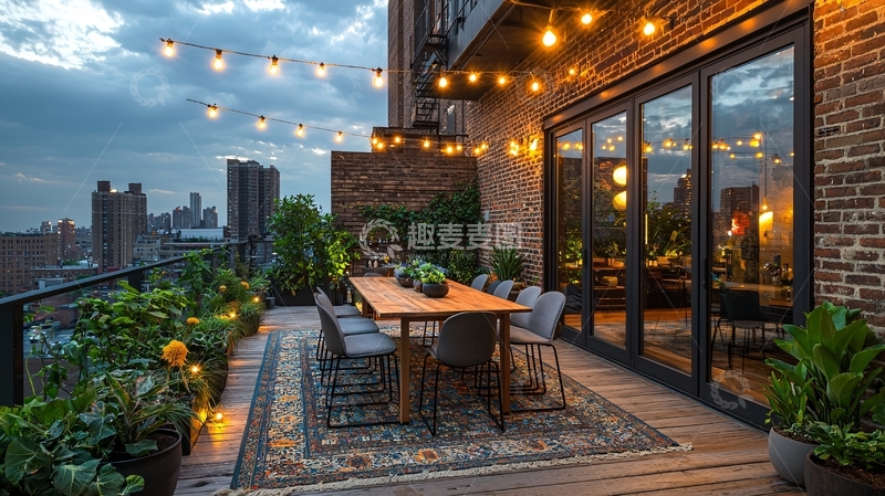 高清大图下载【趣麦麦图】夜景露台餐厅