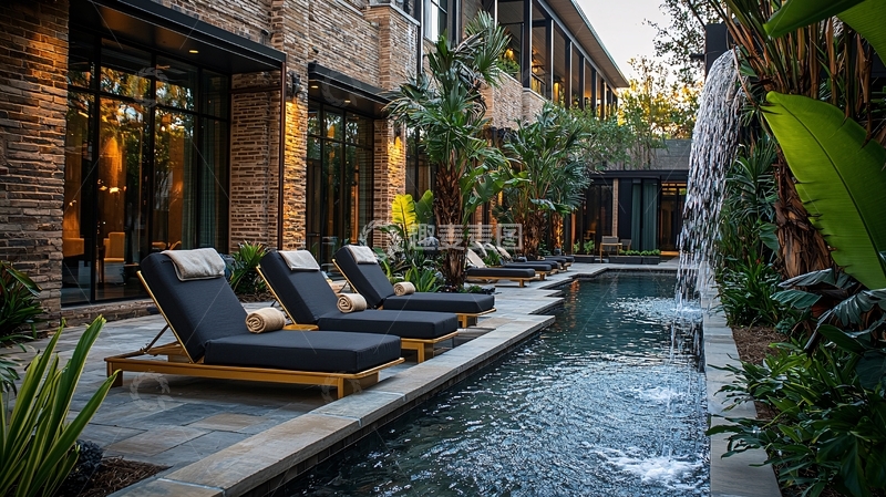 高清大图下载【趣麦麦图】酒店泳池休闲区