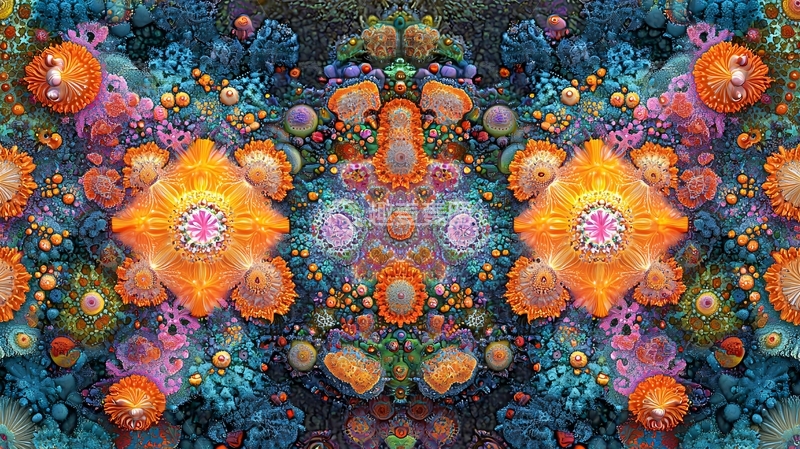 高清大图下载【趣麦麦图】绚丽多彩的抽象对称图案