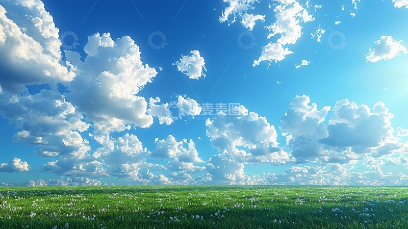 高清大图下载【趣麦麦图】蓝天白云绿草地9