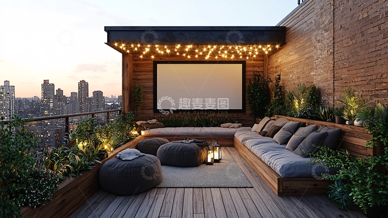 高清大图下载【趣麦麦图】屋顶露台家庭影院